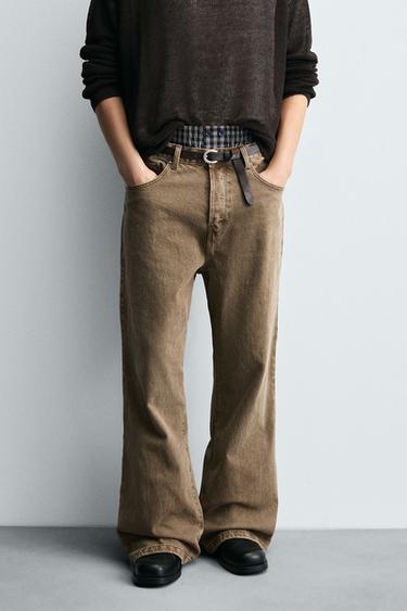 Zara RELAXED FLARE FIT JEANS - Brown