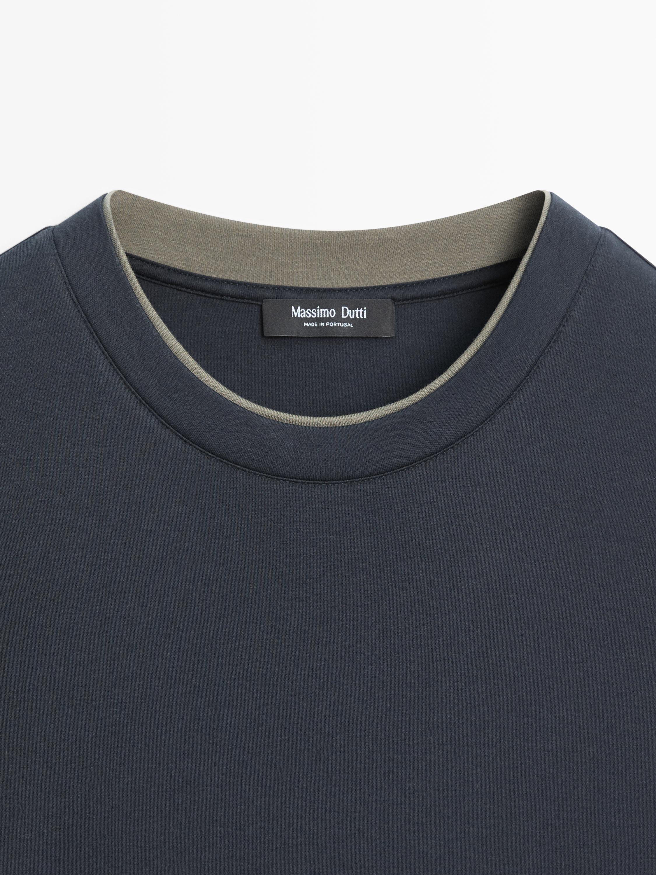 Contrast collar T-shirt, 100% cotton