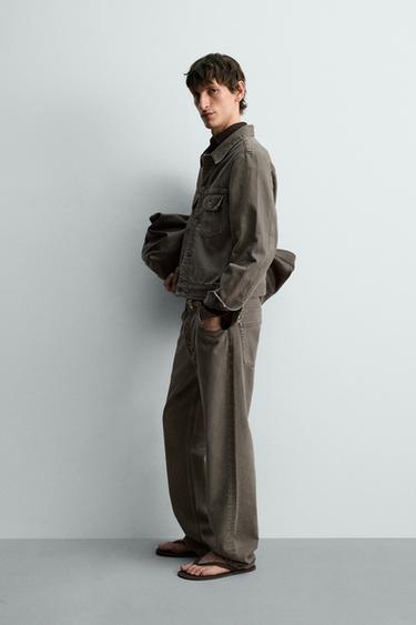 VESTE EN JEAN DÉLAVÉE - Vert gris de Zara - Image 3