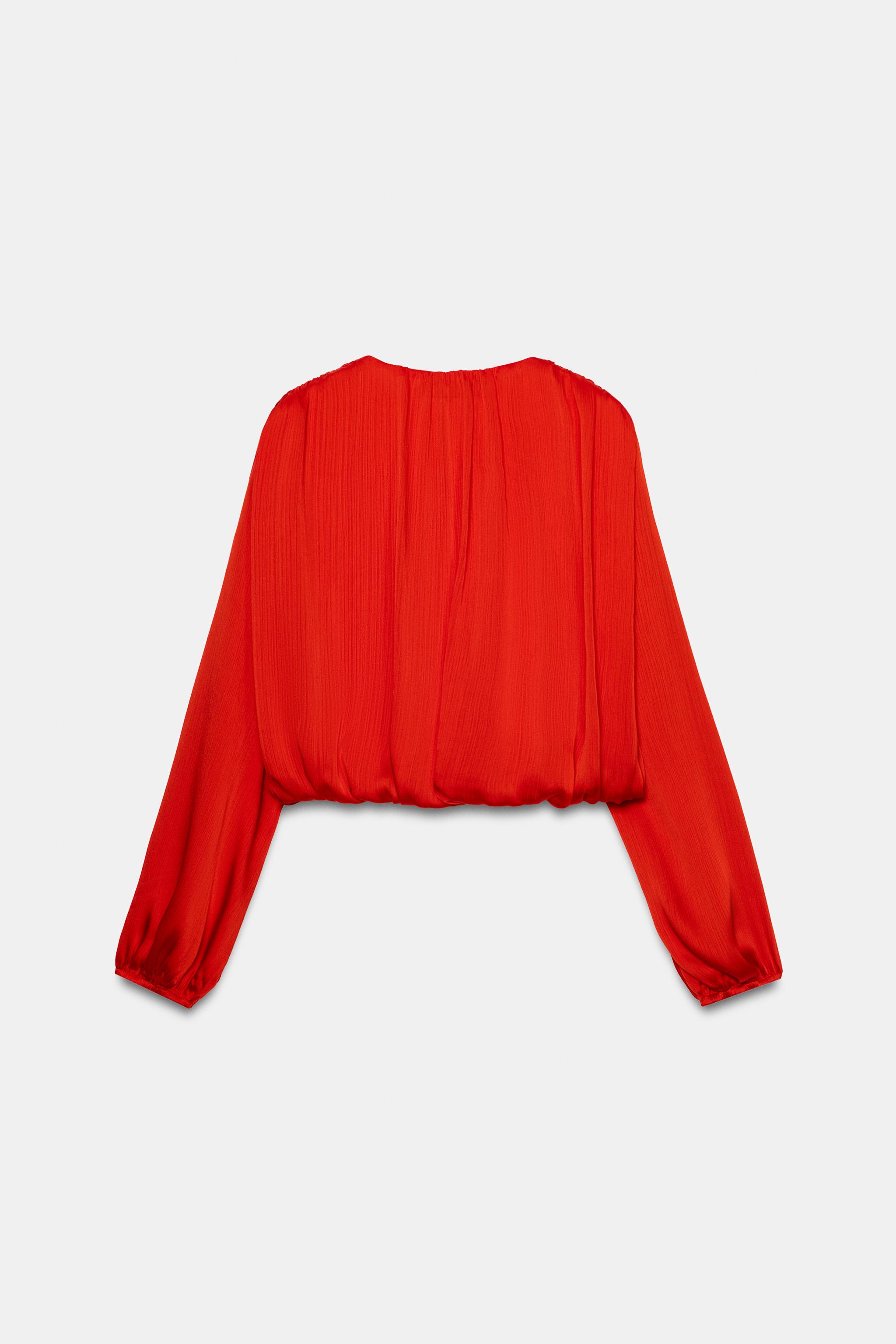 SATIN EFFECT BALLOON BLOUSE