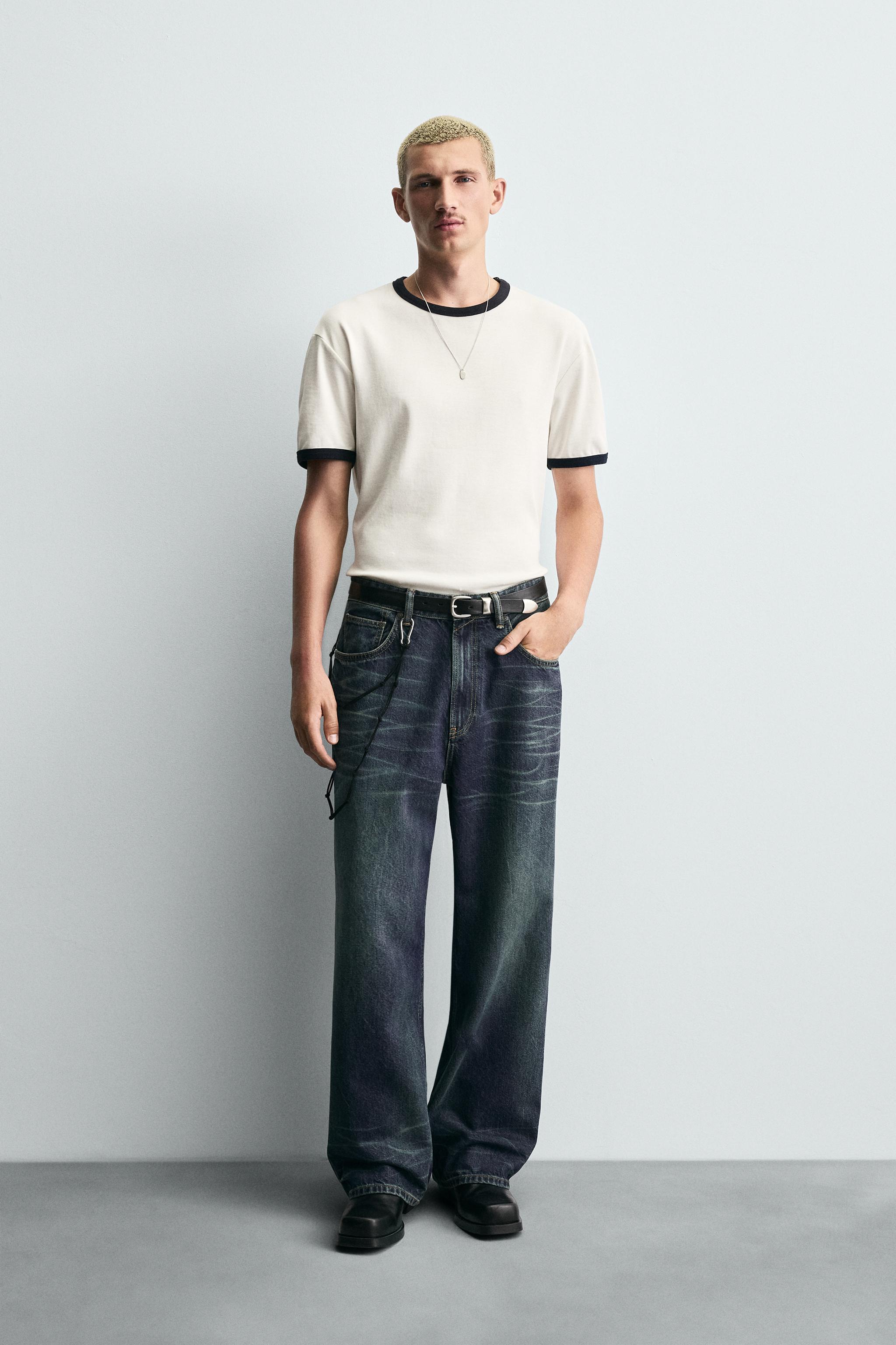 ZARA リラックスフィットジーンズ　グレー リラックスバギーフィットデニムパンツ - ミディアムグレー