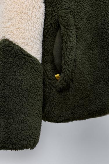 FAUX SHEARLING FLEECE-LINED JACKET - Khaki by Zara - Image 5