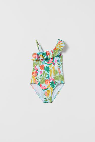 KIDS/ BAÑADOR TROPICAL VOLANTES - Turquesa de Zara - Imagen 0