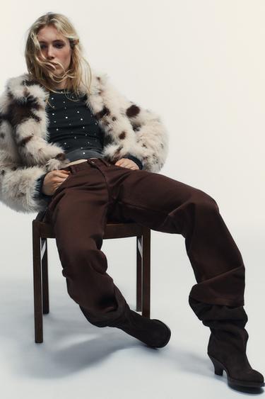 JEAN TRF WIDE LEG TAILLE BASSE - Chocolat de Zara - Image 5