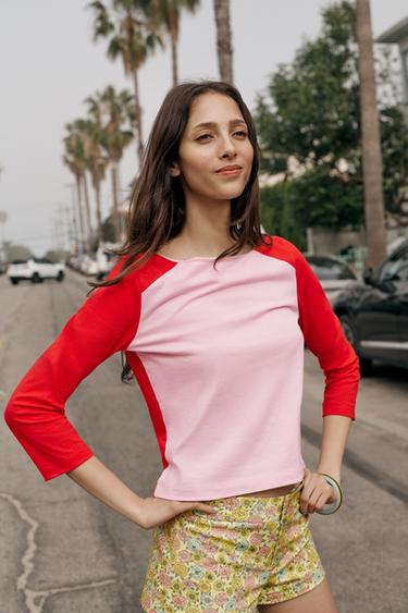 COMBINED RAGLAN SLEEVE T-SHIRT - Pinks by Zara - Image 2