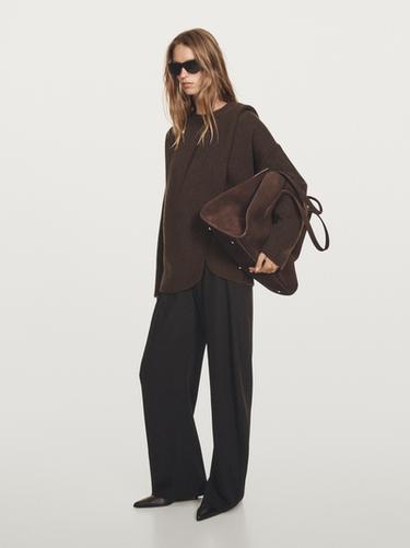 Cárdigan capa mezcla cashmere - Marrón oscuro de Zara