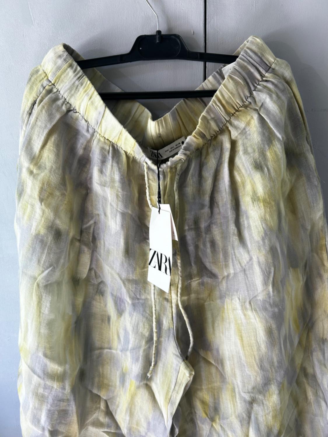 PRINTED PALAZZO RAMIE TROUSERS