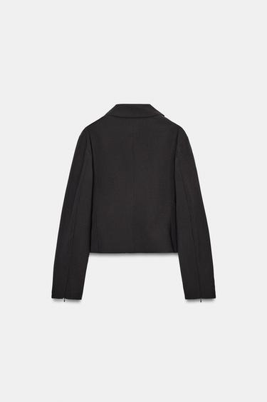 STRIPED JACKET WITH ZIPS - Brown by Zara - Image 6