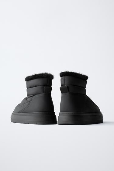 QUILTED FAUX FUR ANKLE BOOTS - Black by Zara - Image 4