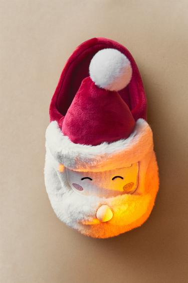 Zara CHRISTMAS KIDS’ SANTA CLAUS MULE SLIPPERS - Red