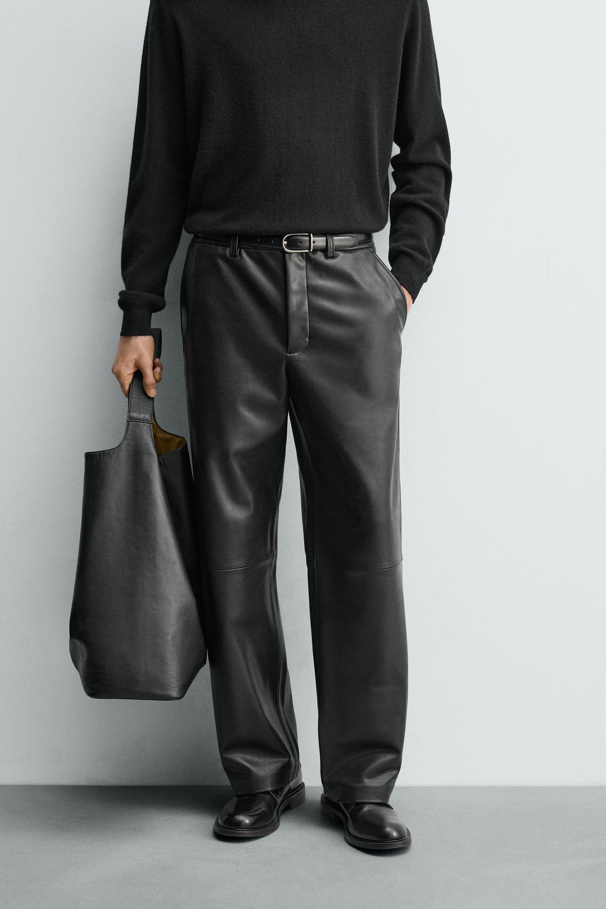 FAUX LEATHER RELAXED FIT PANTS