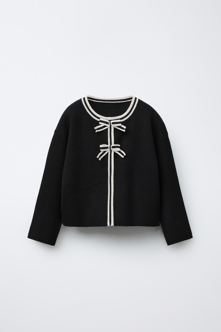 STRICKJACKE MIT SCHLEIFEN Schwarz ZARA Österreich Austria