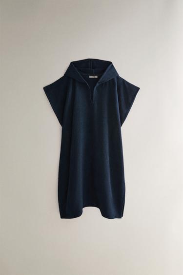 COTTON TERRY BEACH PONCHO - Navy blue by Zara - Image 0