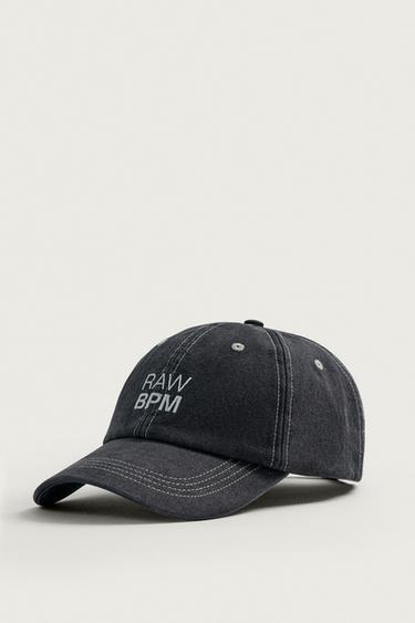 GORRA LAVADA TEXTO BORDADO PESPUNTES - Gris de Zara - Imagen 0
