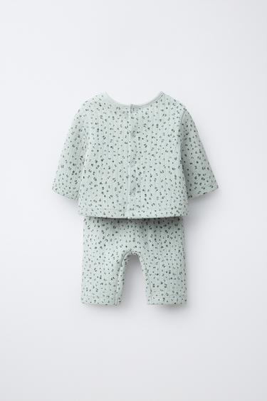 ENSEMBLE VESTE T-SHIRT 2 EN 1 ET PANTALON À FLEURS - Verdâtre de Zara - Image 1