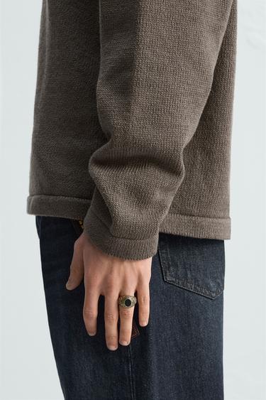 ANILLO GRABADO COMBINADO PIEDRA - Oro de Zara - Imagen 0