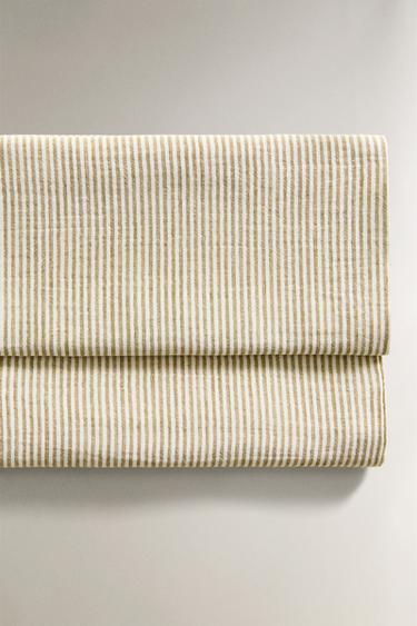 STRIPED MUSLIN MINI COT SHEET SET - Green by Zara