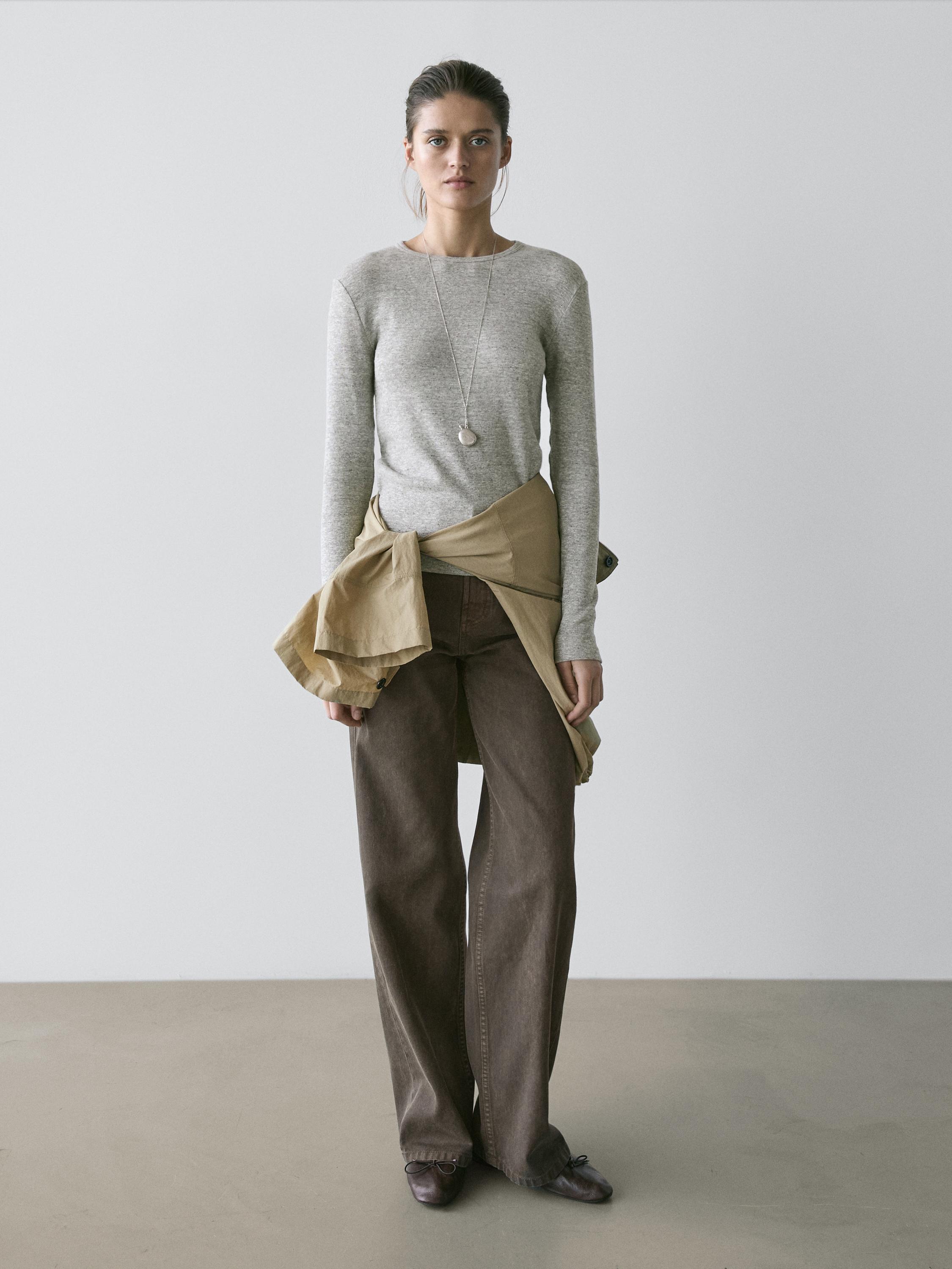 Long sleeve T-shirt with flecked detail