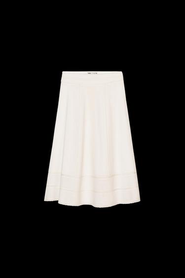 Zara ZW COLLECTION EMBROIDERED MIDI SKIRT - Ecru - Image 0