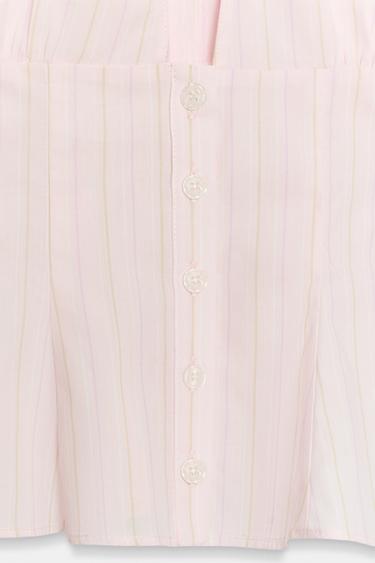 TOP POPELINE OUVERTURE À NŒUD - Rose / Blanc de Zara - Image 6