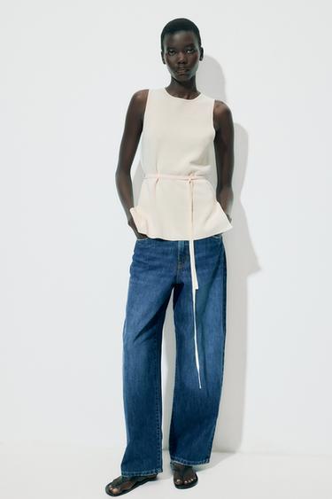 KNIT BELTED TOP - Cream by Zara - Image 0