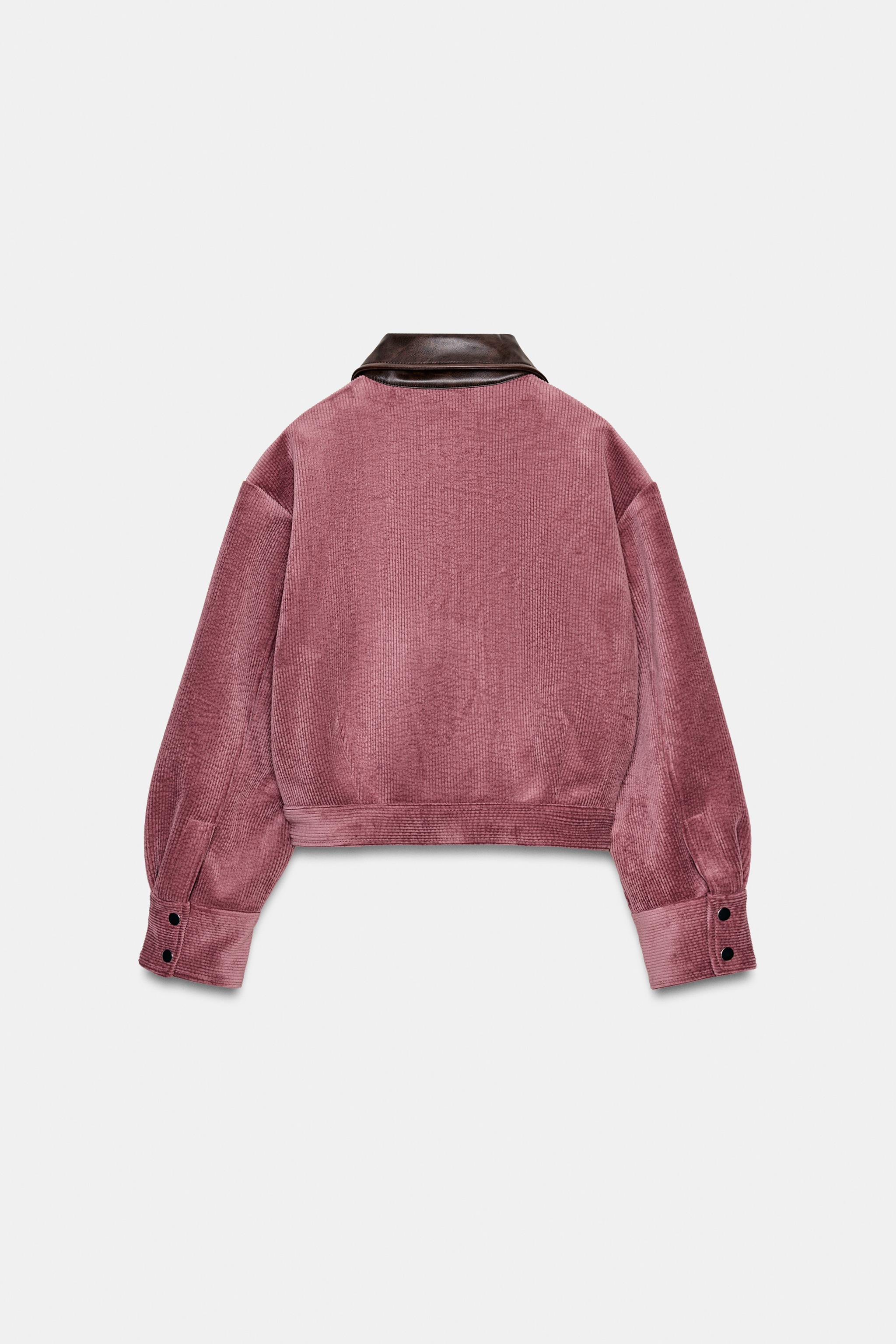 CORDUROY JACKET WITH FAUX LEATHER COLLAR