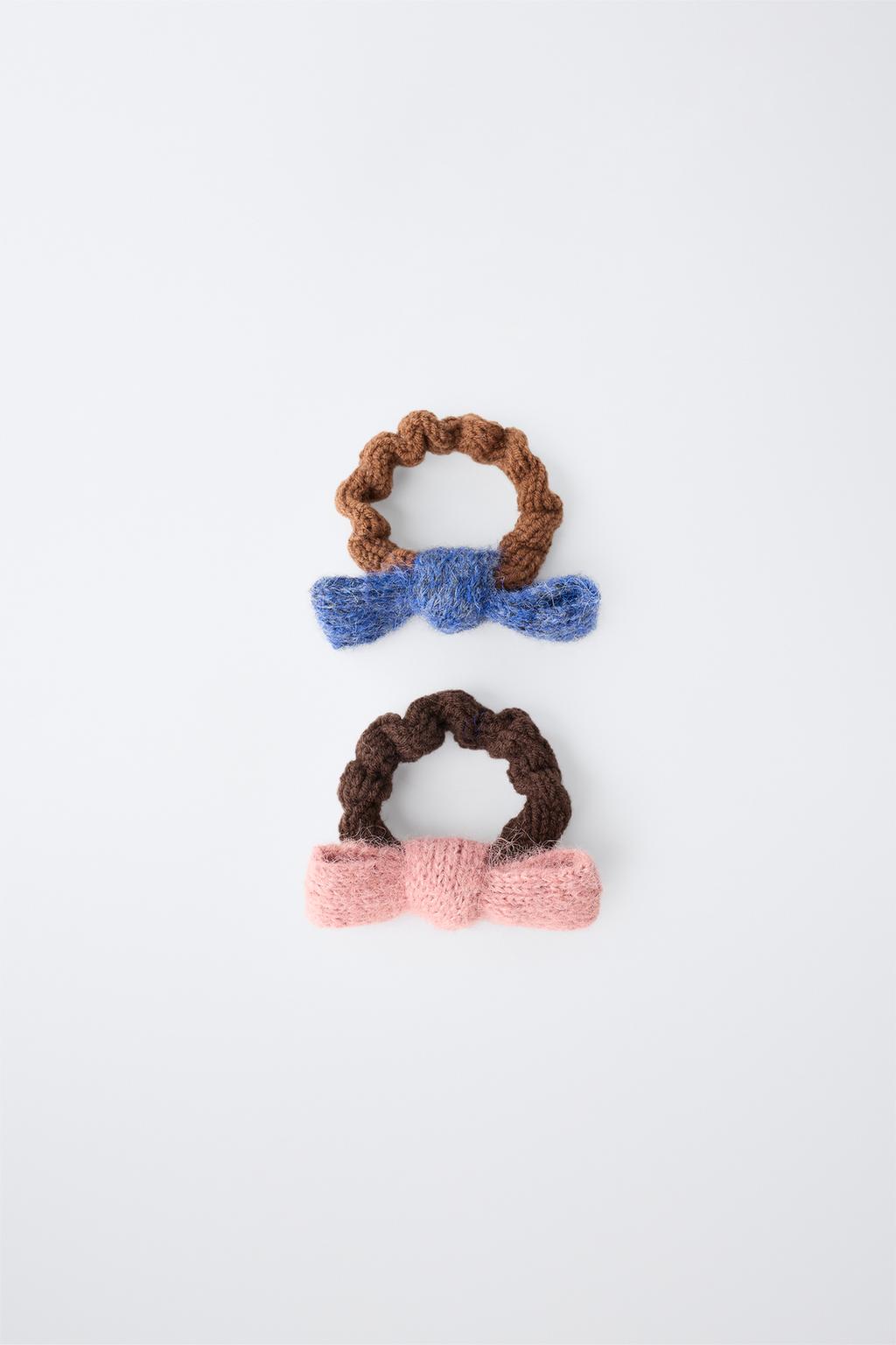 2-PACK OF KNITTED BOW HAIR TIES