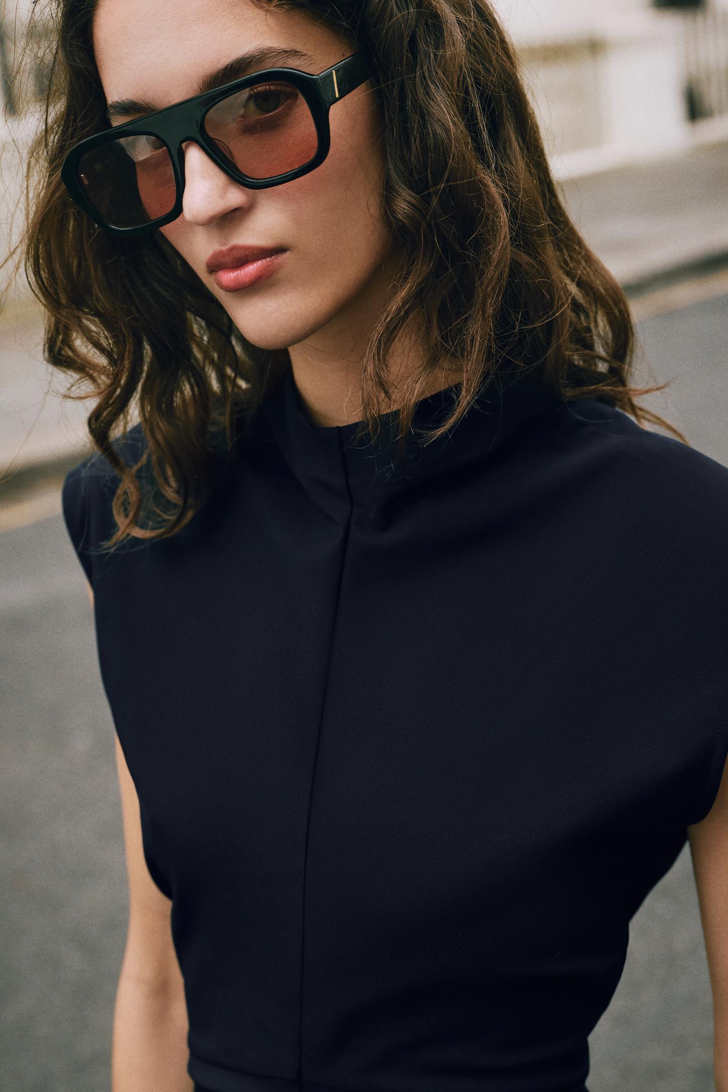 Женское платье Zara Fitted Waist MIDI, цвет: Синий — фото 4