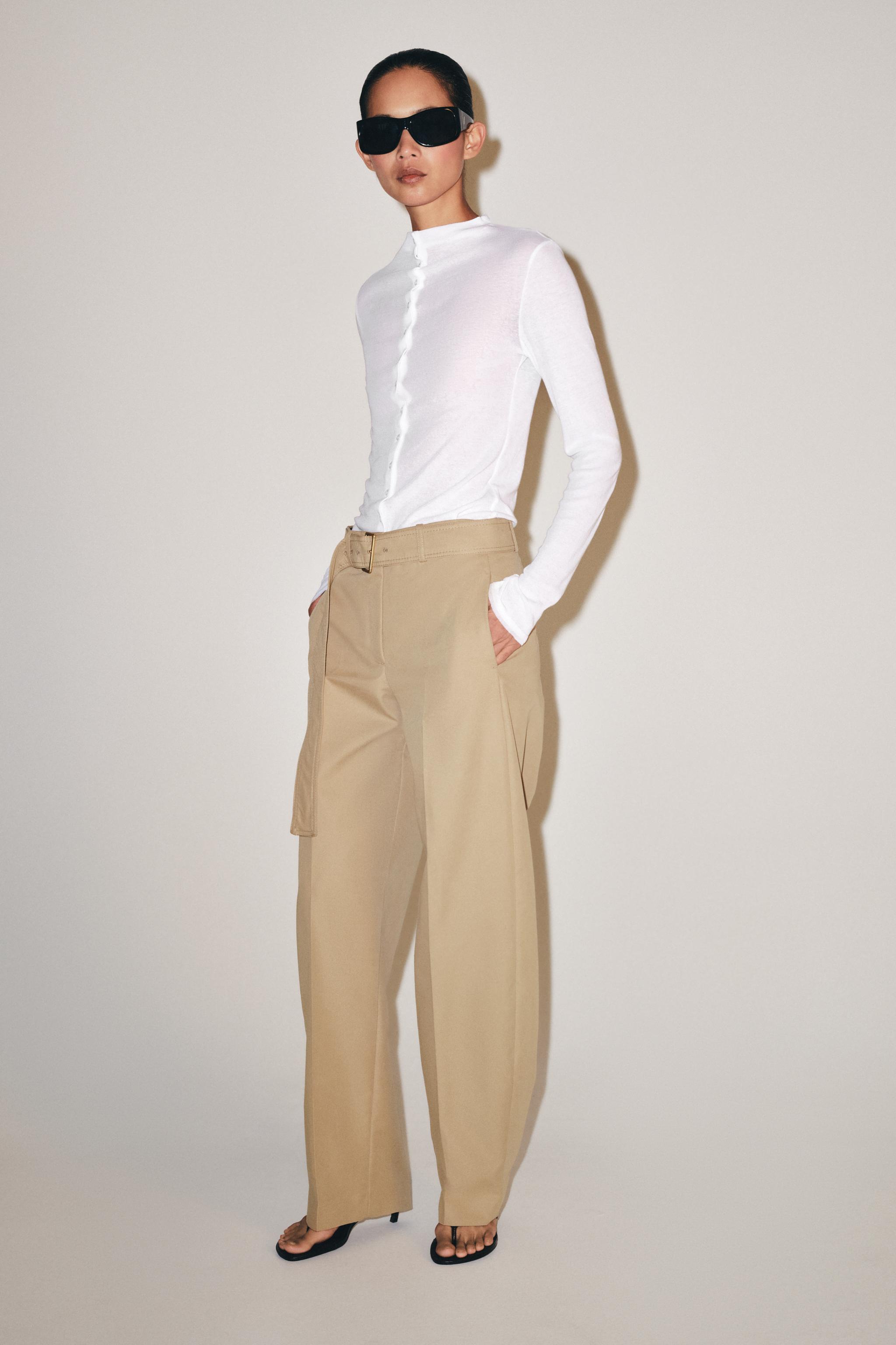 BUTTONED HIGH NECK TOP — White