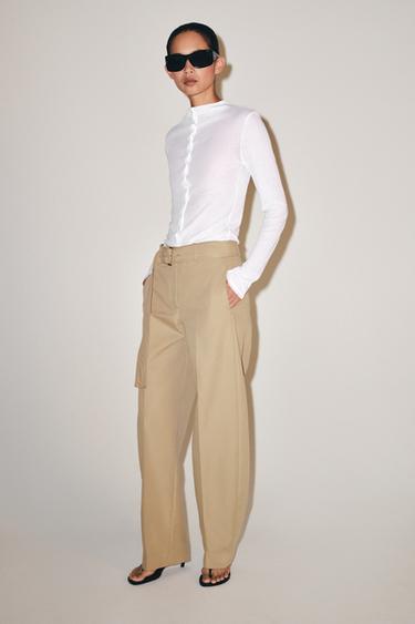 HIGH NECK BUTTONED T-SHIRT - White by Zara