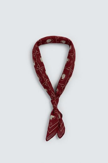 HEART PRINT BANDANA - Red by Zara - Image 4