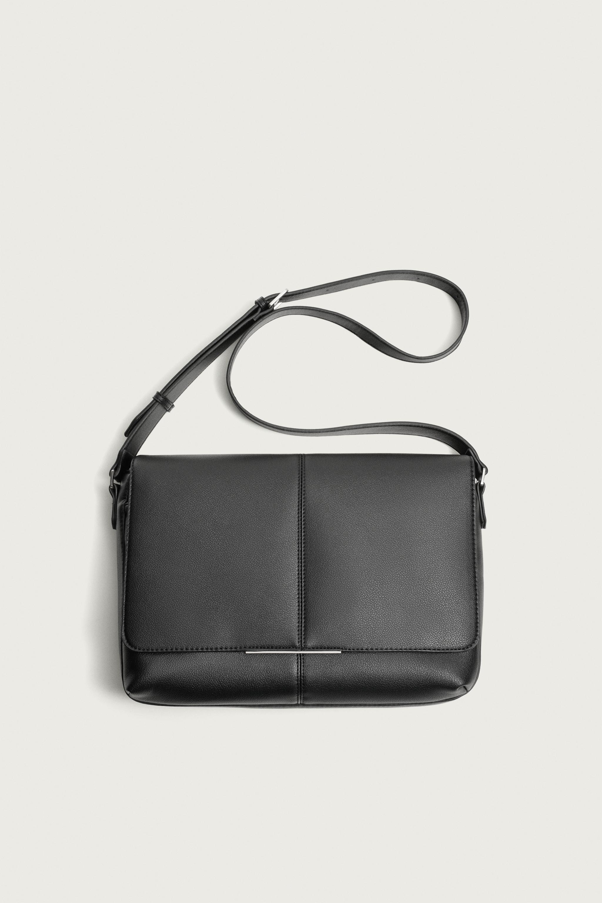 FLAP CROSSBODY BAG — Black