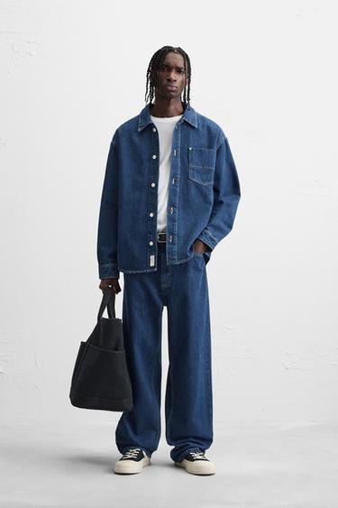 ДЖИНСОВАЯ КУРТКА-РУБАШКА RELAXED FIT — СИНИЙ от Zara — изображение 0