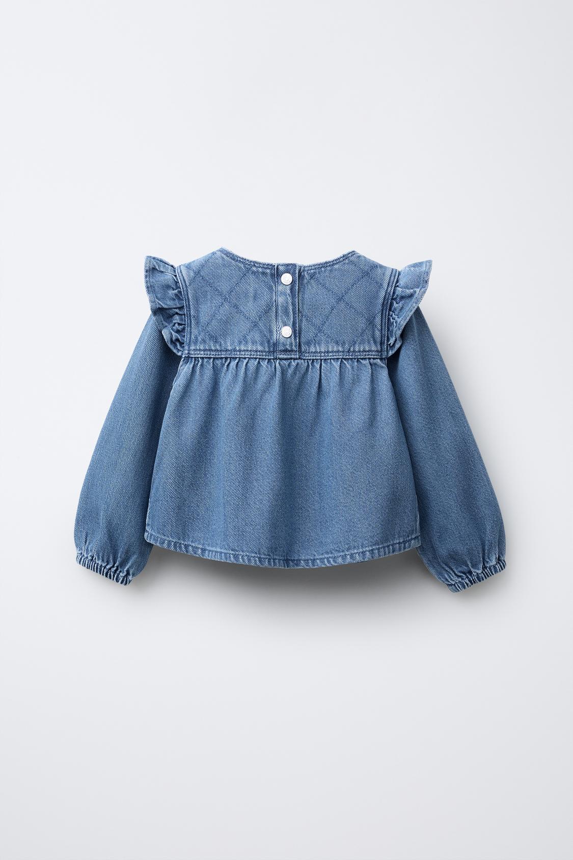 RUFFLED DENIM BLOUSE
