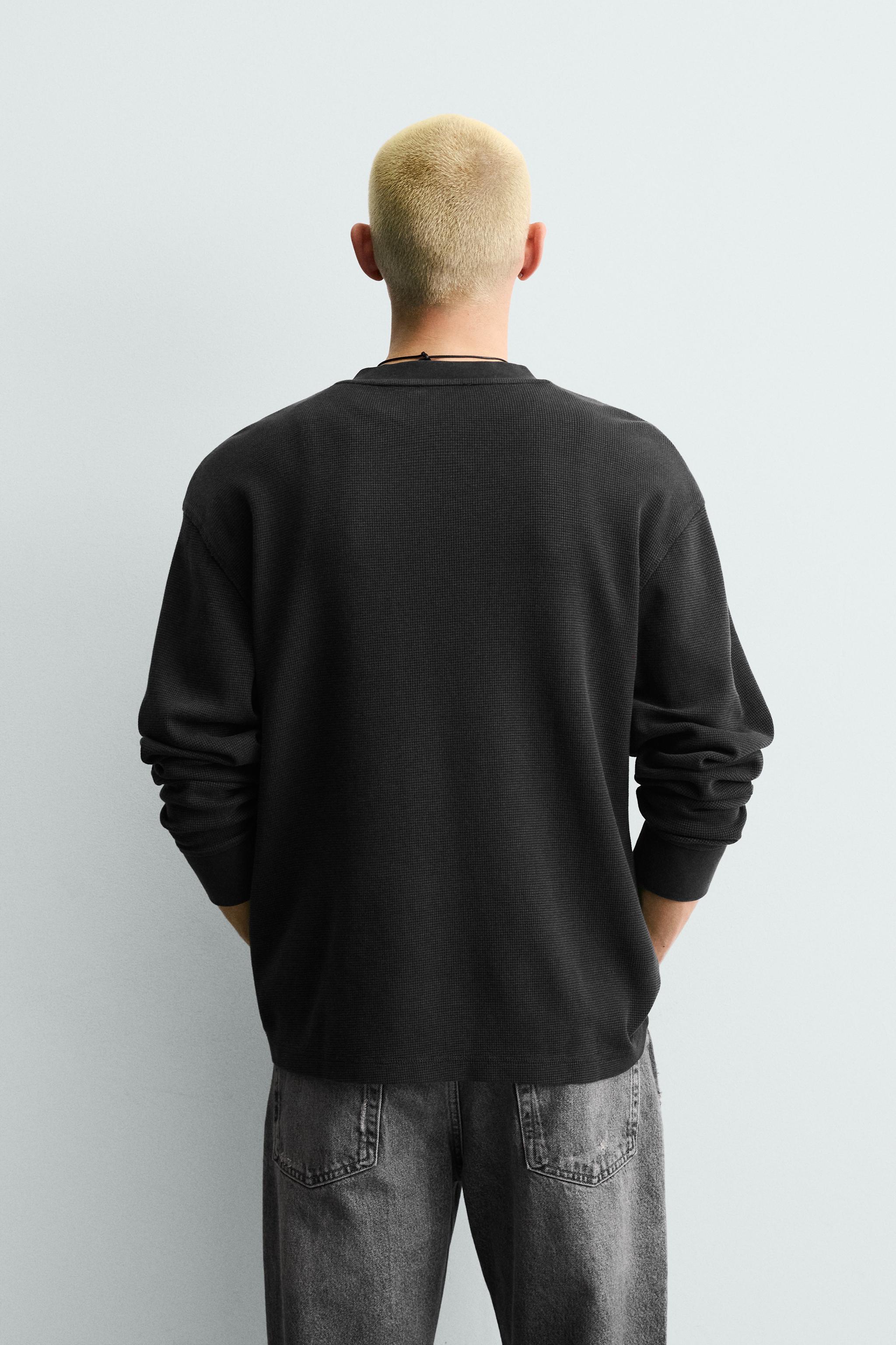 WAFFLE KNIT HENLEY SHIRT