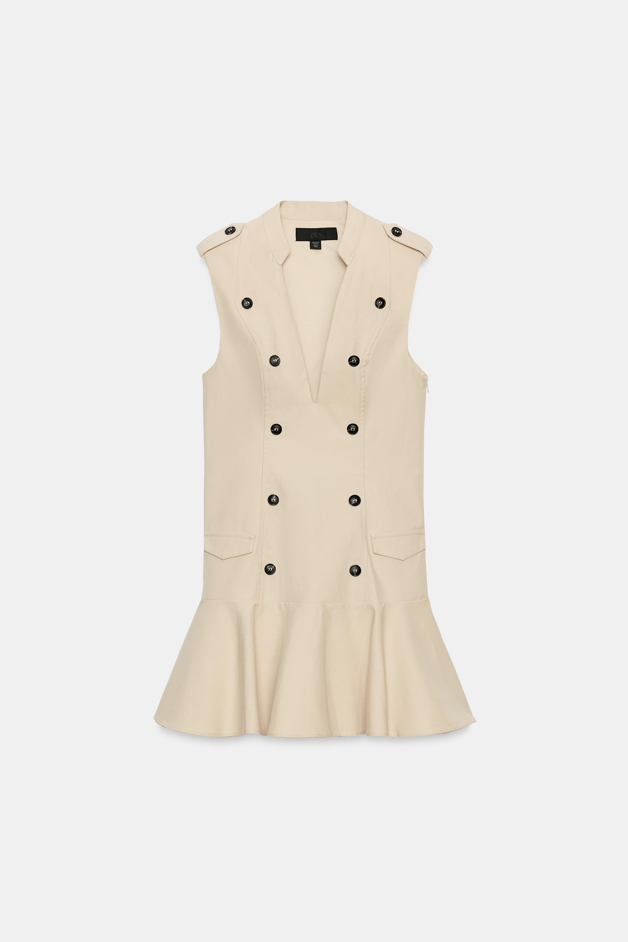 BUTTONED RUFFLE MINI DRESS