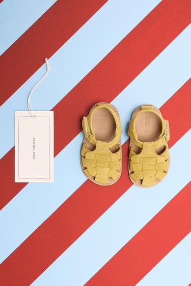 USNJENI SANDALI BOSIH NOG - Gorčična od Zare