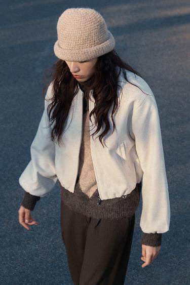 SOFT BOMBER JACKET - Ecru by Zara