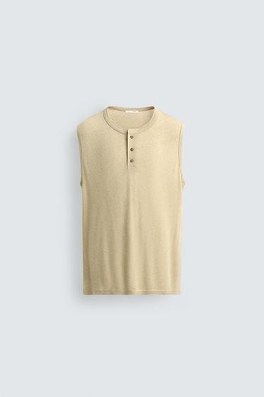 CAMISETA TANK RELAXED FIT VISCOSA - LINO - Beige de Zara