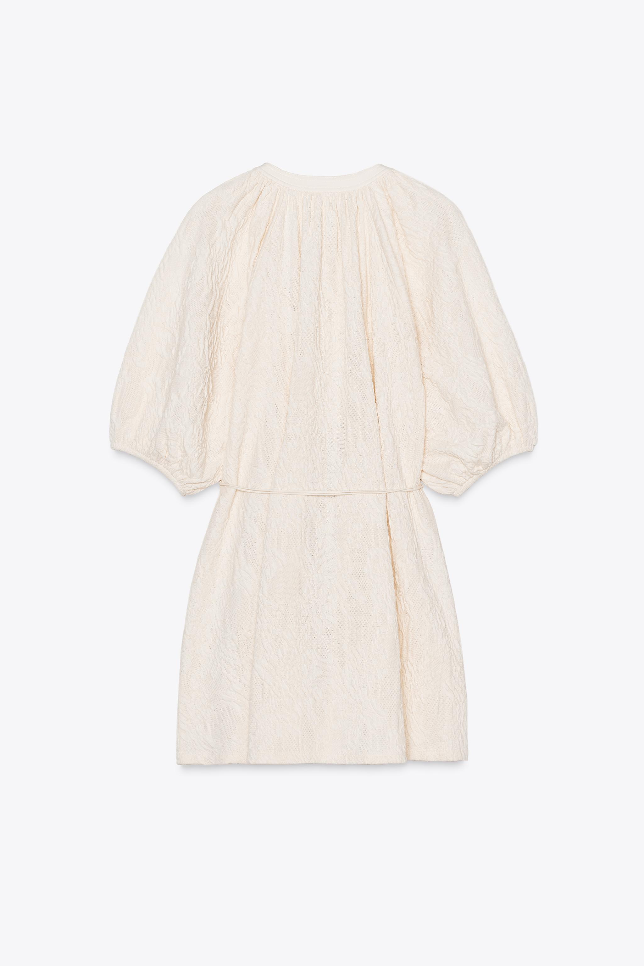 BELTED JACQUARD DRESS - Ecru / Black | ZARA United States