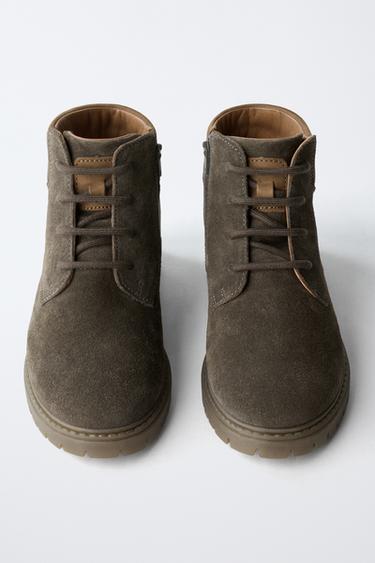 LEATHER ANKLE BOOTS - Grey by Zara - Image 3
