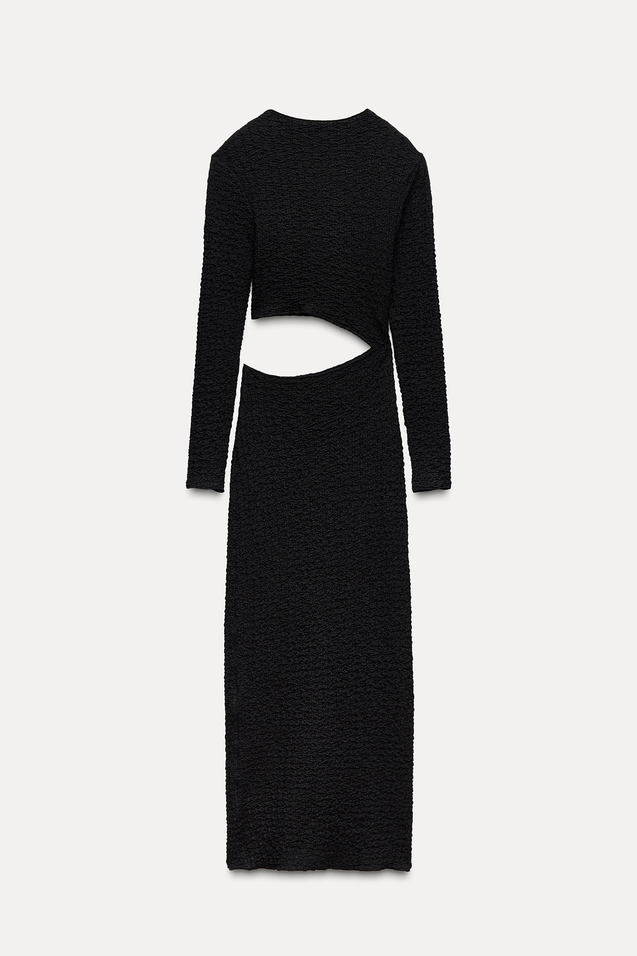 カットアウト テクスチャーワンピース - ブラック | ZARA Japan