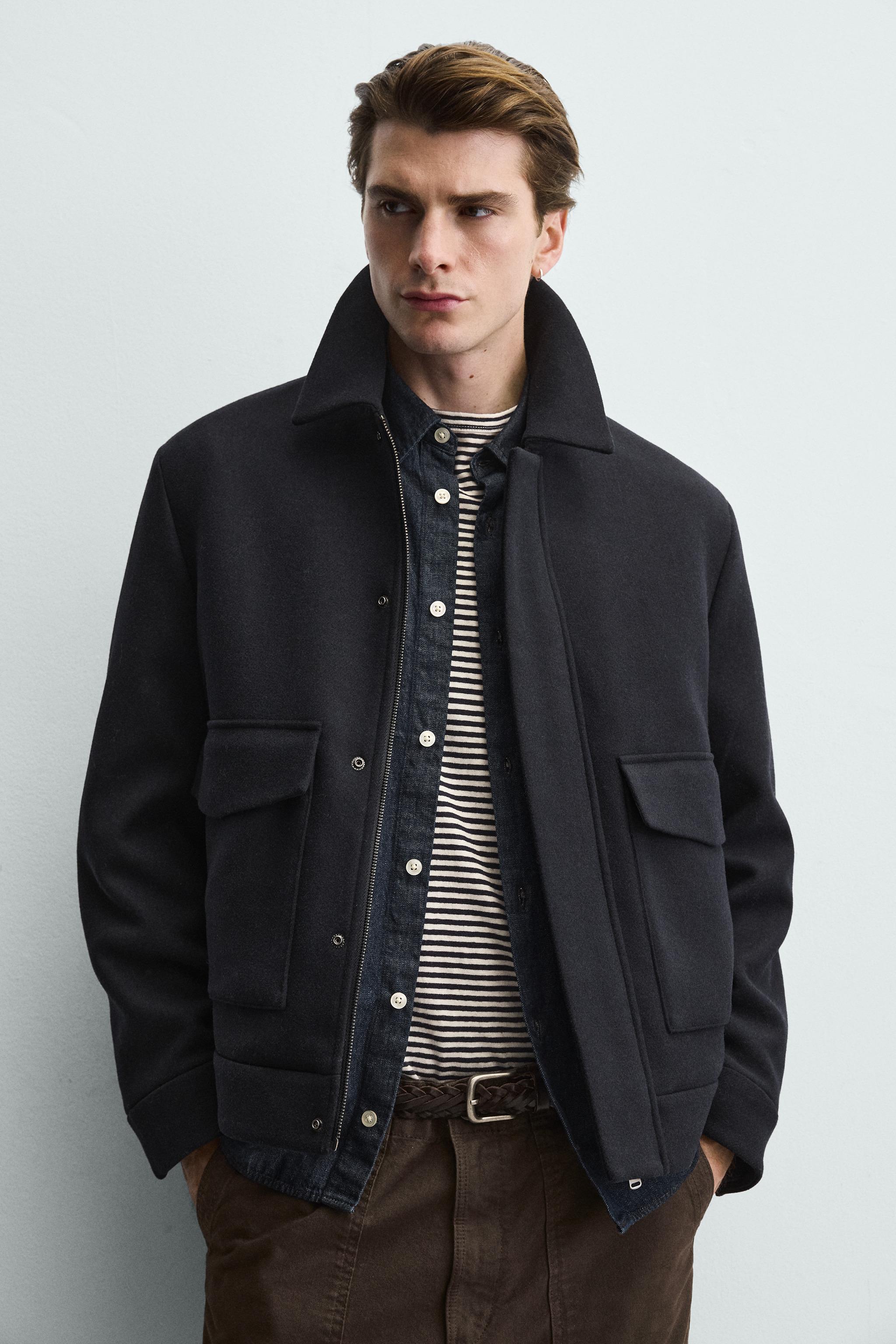 JACKET WITH REMOVABLE KNIT COLLAR