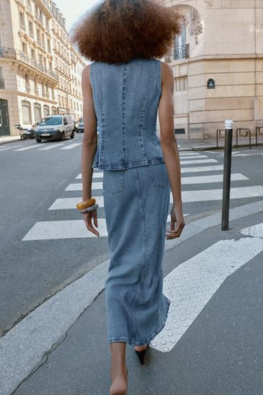 Z1975 DOUBLE-BREASTED DENIM WAISTCOAT - Mid-blue by Zara - Image 5