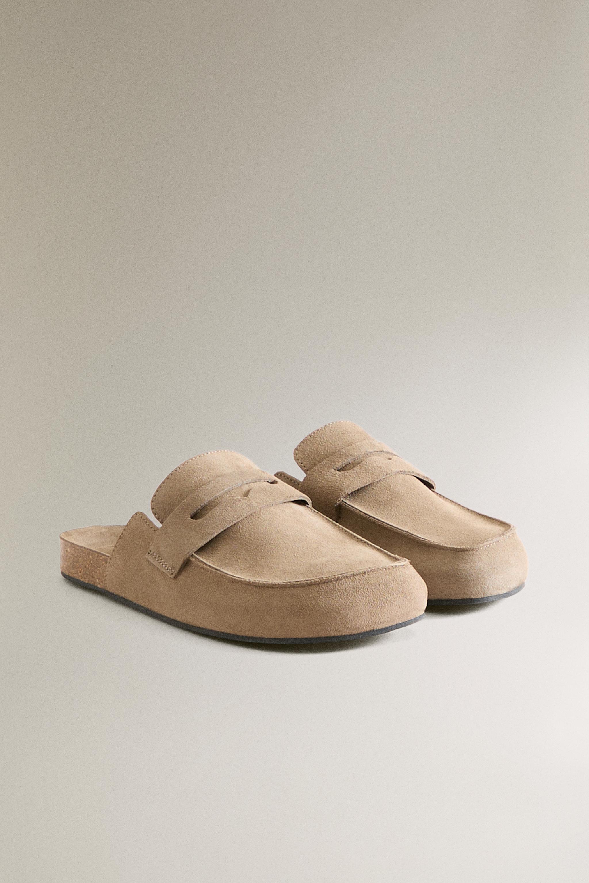 LEATHER MULE CLOG SLIPPERS WITH EYE MASK DETAIL