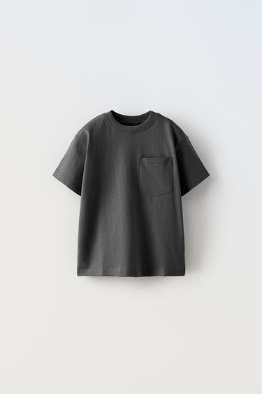 Zara PLAIN POCKET T-SHIRT - Black
