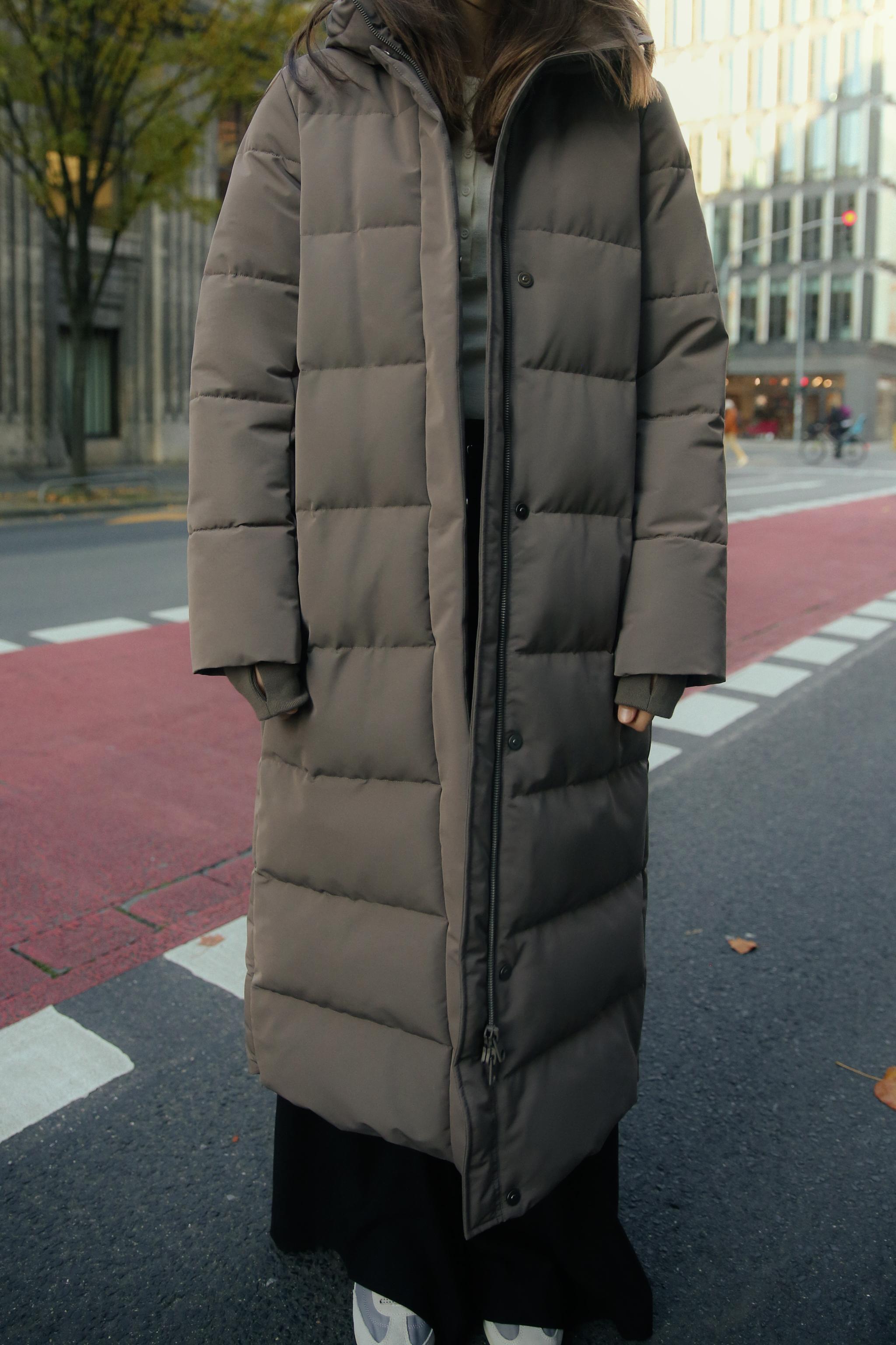 LONG HOODED WATER AND WIND RESISTANT PUFFER JACKET Mink ZARA United Kingdom