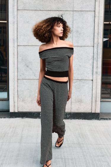 TOP BOUCLÉ RAIAS - Negro / Cru de Zara