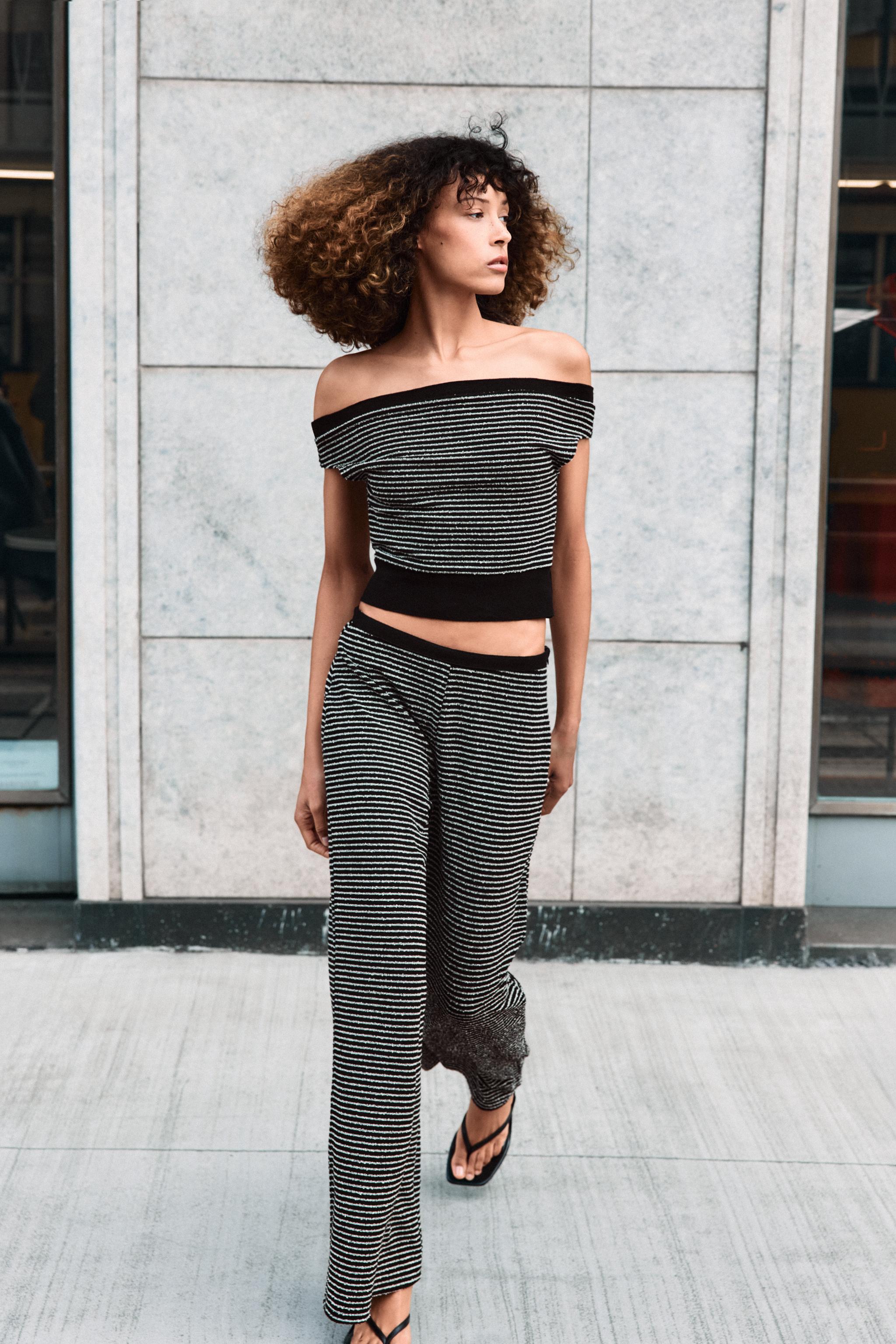STRIPED BOUCLÉ TOP