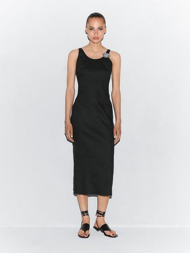 Vestido midi escote espalda - Negro de Zara - Imagen 0